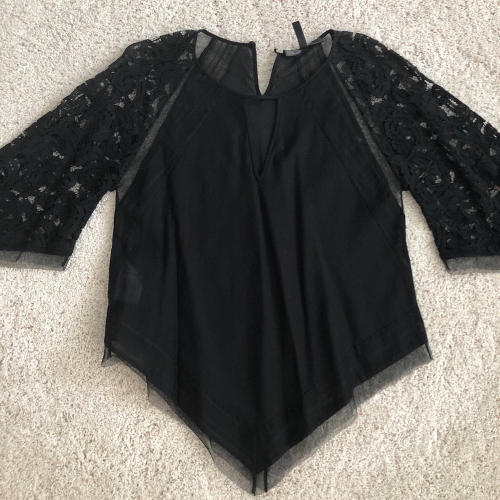 BCBGmaxazaria Eliza Lace-sleeve blouse NWT